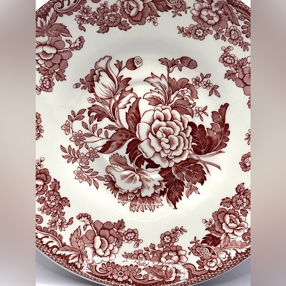 Spode England Archive Collection British Flowers White Plate/Saucer Red Flowers - Picture 2 of 11